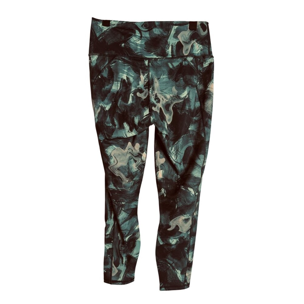 NWT Fabletics 7/8 Green, Black, Beige Powerhold Moisture-Wicking Leggings